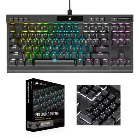 CORSAIR K70 RGB TKL 텐키리스 챔피온 기계식 키보드 적축 + PBT 이중사출 프로 한글 각인 키캡 (블랙)