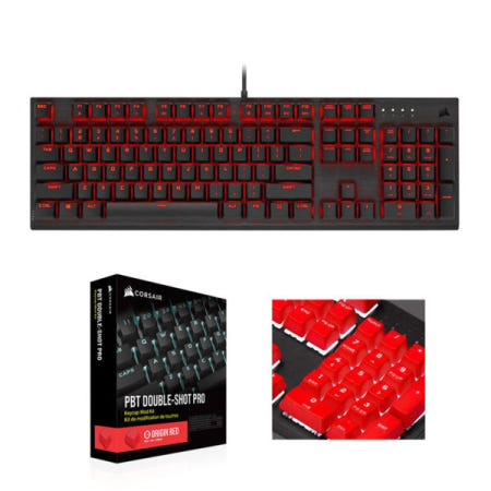 CORSAIR 커세어 CORSAIR K60 PRO + PBT Double-shot Keycaps Pro (비올라축, 레드)