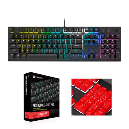 CORSAIR 커세어 CORSAIR K60 RGB PRO + PBT Double-shot Keycaps Pro (비올라축, 레드)