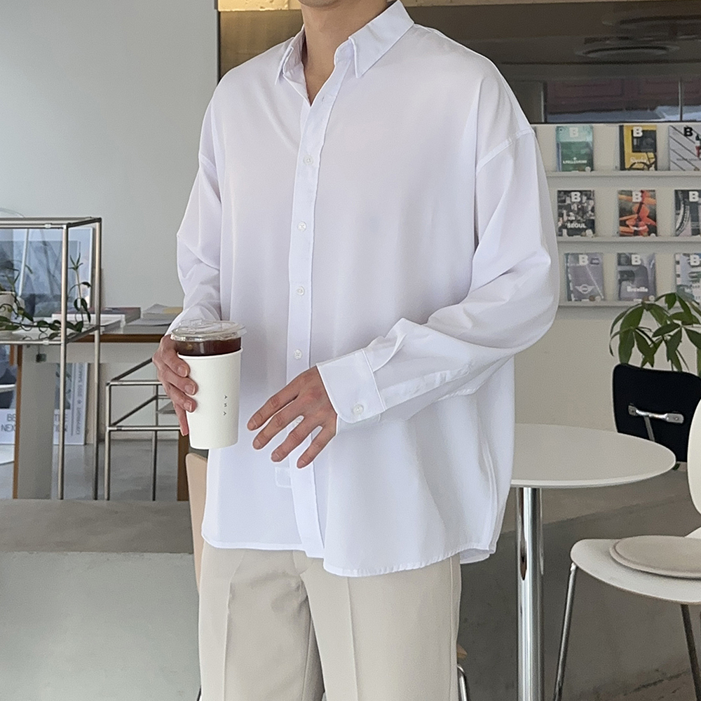 남자 셔츠 링클프리 오버핏 실크 남방 남자 와이 셔츠 - 상세 이미지 4