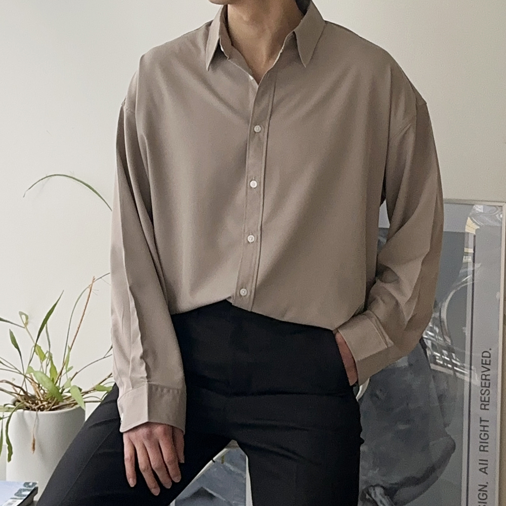 남자오버핏셔츠 링클프리 실크 남방 남자셔츠 - 상세 이미지 3