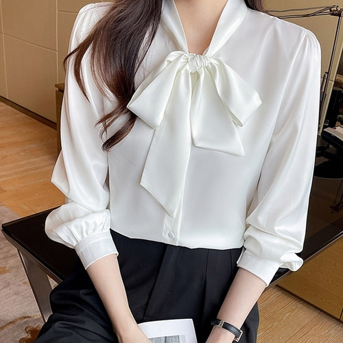 왕리본블라우스 타이 하객룩 정장 출근 오피스 블라우스 착용 후기 | 사이즈/핏 총정리 - 대표 이미지