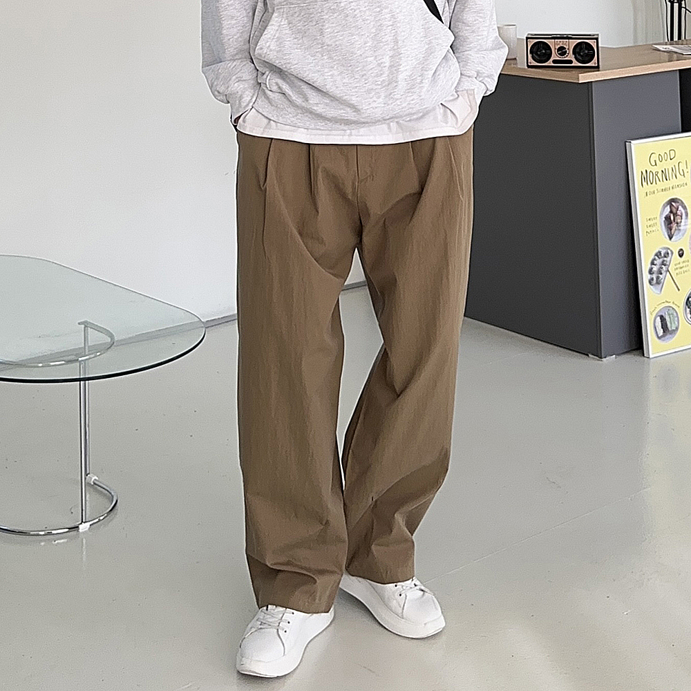 남자와이드팬츠 밴딩 통큰 나일론팬츠 남자면바지