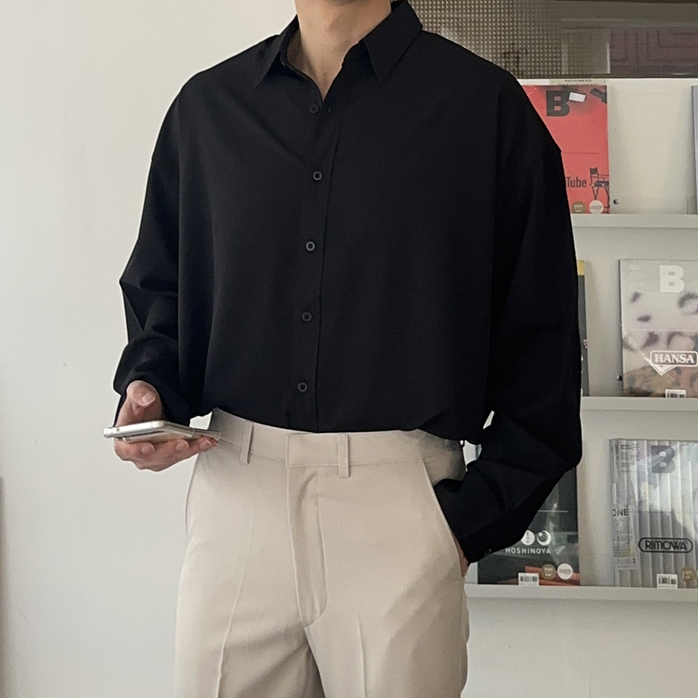 남자셔츠 남성 오버핏 남방 남자실크셔츠 - 상세 이미지 5
