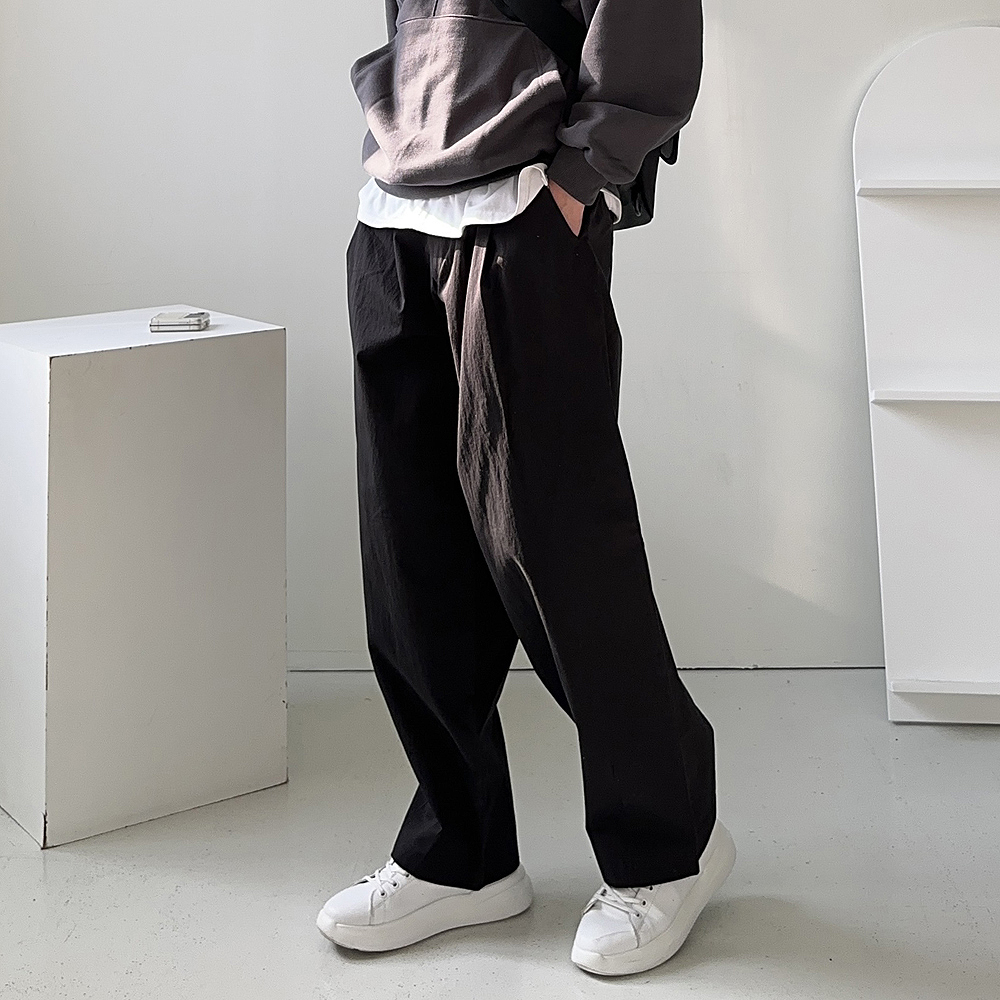 남자와이드팬츠 밴딩 통큰 나일론팬츠 남자면바지 - 상세 이미지 3