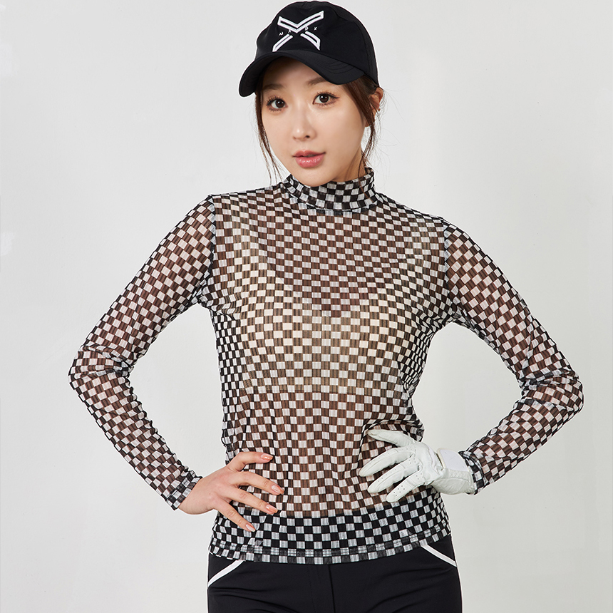 투빅토리 시스루스퀘어 냉감 반목티 여성골프웨어