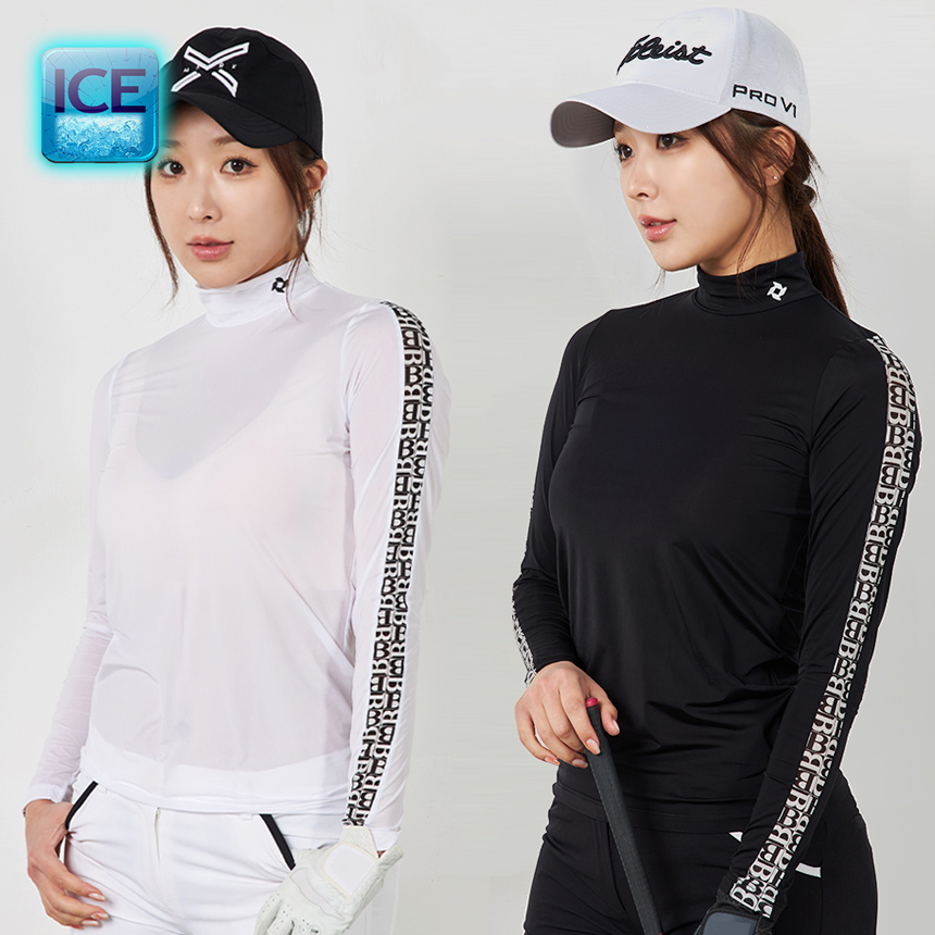 투빅토리 BB소매라인 아이스원단 냉감 반목티 여성골프웨어