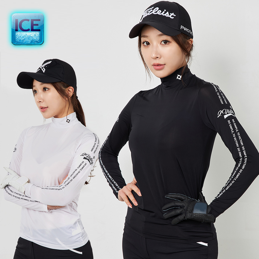 투빅토리 켈리로고소매 아이스원단 냉감 반목티 여성골프웨어
