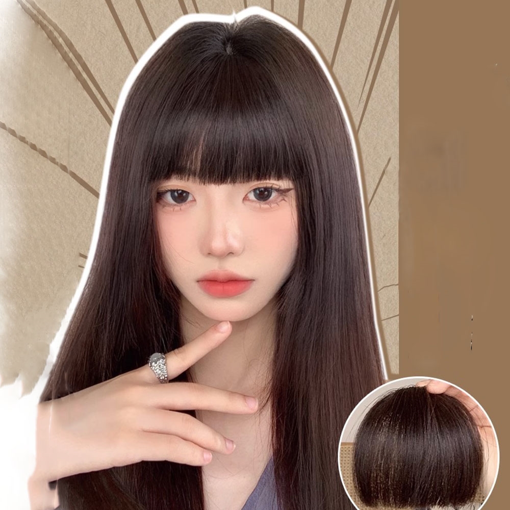 인모 애교 앞머리 웨이브 가발 헤어피스 S컬 옆머리 부분가발 - 상세 이미지 2