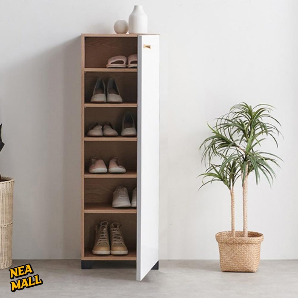 사이드 좁은현관수납장 이쁜 사무실신발장 화이트 여닫이신발장
