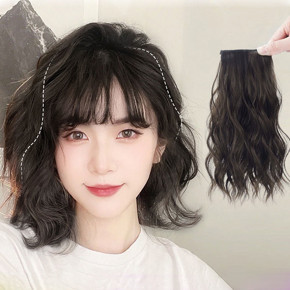 S컬 중단발 옆머리 가발 물결 펌 웨이브 붙임머리 이미지 4