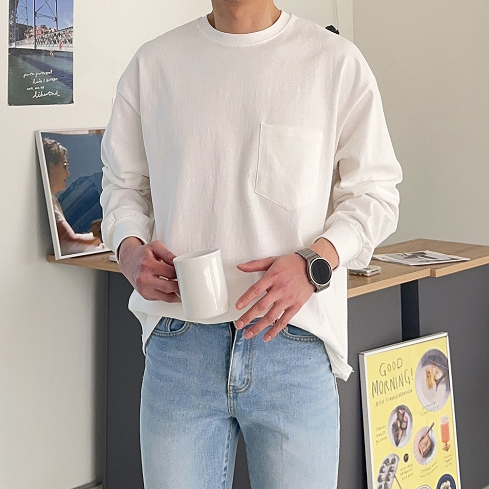 남자긴팔티 빅사이즈 이너 레이어드 티셔츠 남자맨투맨 이미지 2