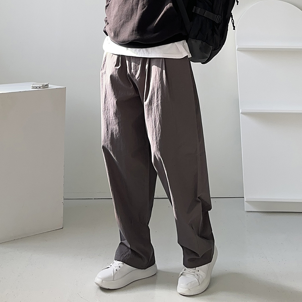 남자와이드팬츠 밴딩 통큰 나일론팬츠 남자면바지 - 상세 이미지 2