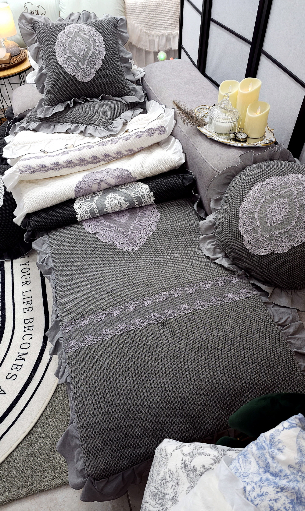 쇼파패드4인용 6인용 3인용 돌쇼파패드 매트 소파커버제작 레이스