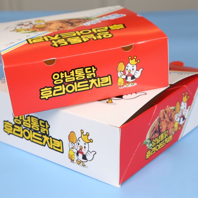 레트로 B1/2 치킨박스 특소 반마리이하 정사각형 200매 통닭 닭강정 포장용기 배달 - 상세 이미지 3