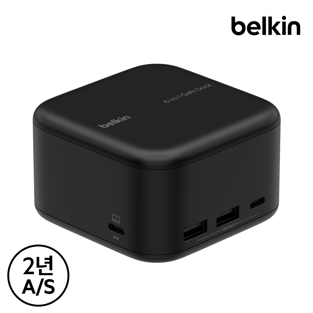 벨킨 6in1 코어 GaN 독 130W C타입 멀티허브 도킹스테이션 4K 기가비트 이더넷 INC018 맥북 에어 M5 갤럭시북6 프로 호환 이미지 4