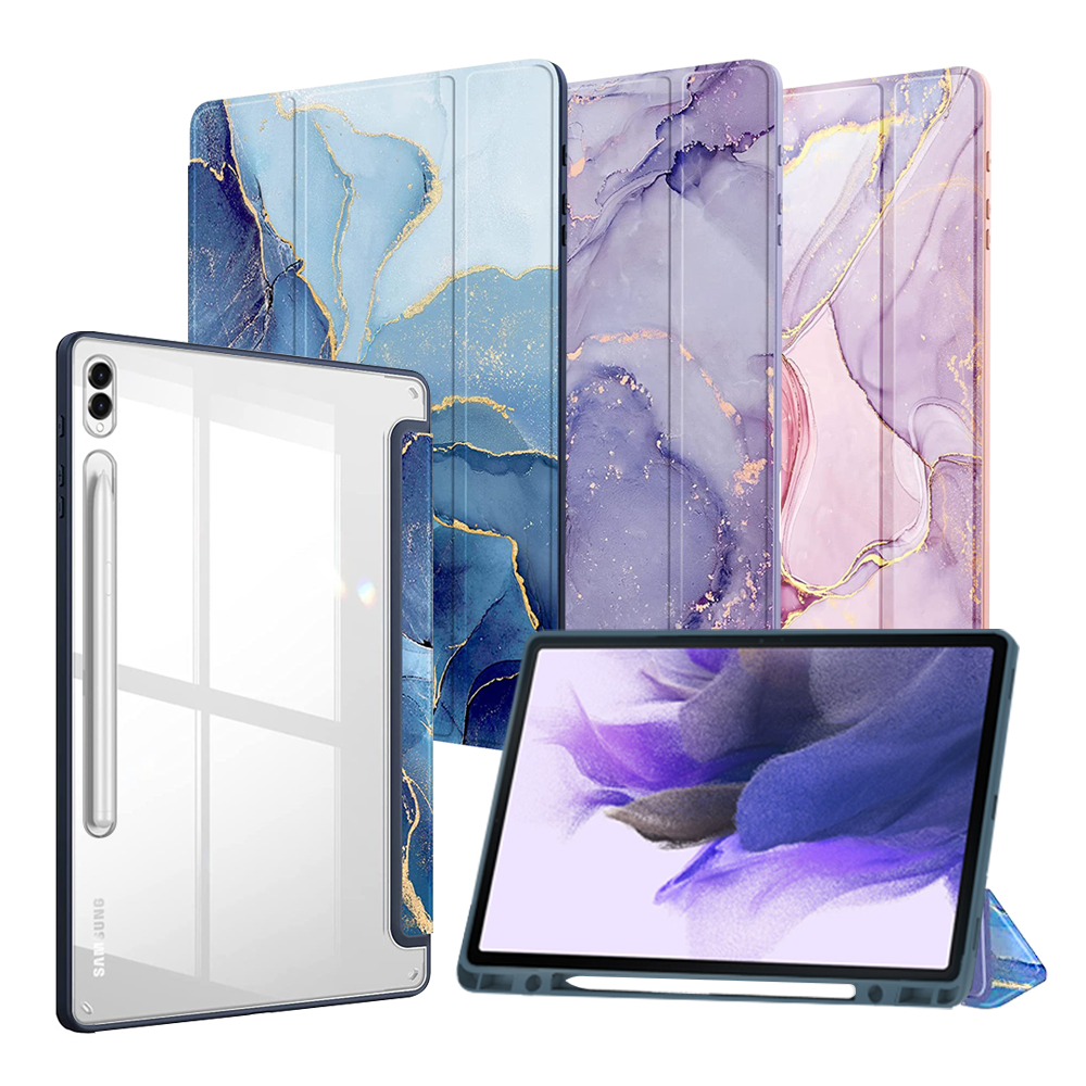 갤럭시탭 S10 플러스 케이스 S펜 수납 투명 스마트 북커버 코스모 마블 블루, 탭 S10+ - 상세 이미지 2