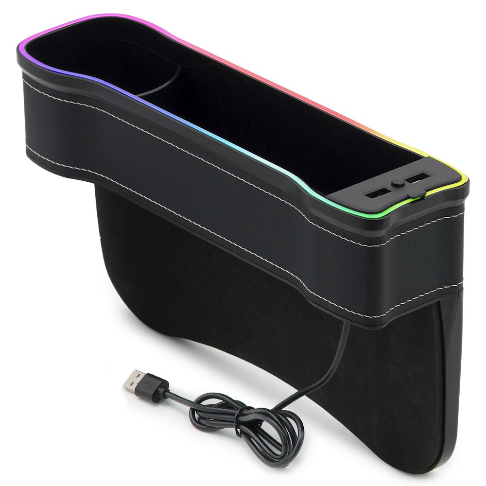 차량용 멀티 사이드포켓 컵홀더 틈새 수납함 무드등 QC3.0 USB 충전기 C80 - 상세 이미지 3