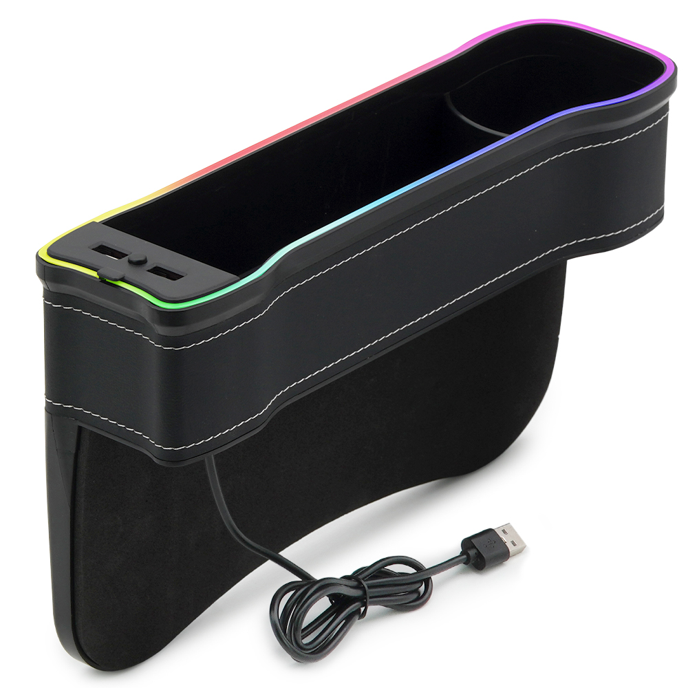 차량용 멀티 사이드포켓 컵홀더 틈새 수납함 무드등 QC3.0 USB 충전기 C80 - 상세 이미지 4