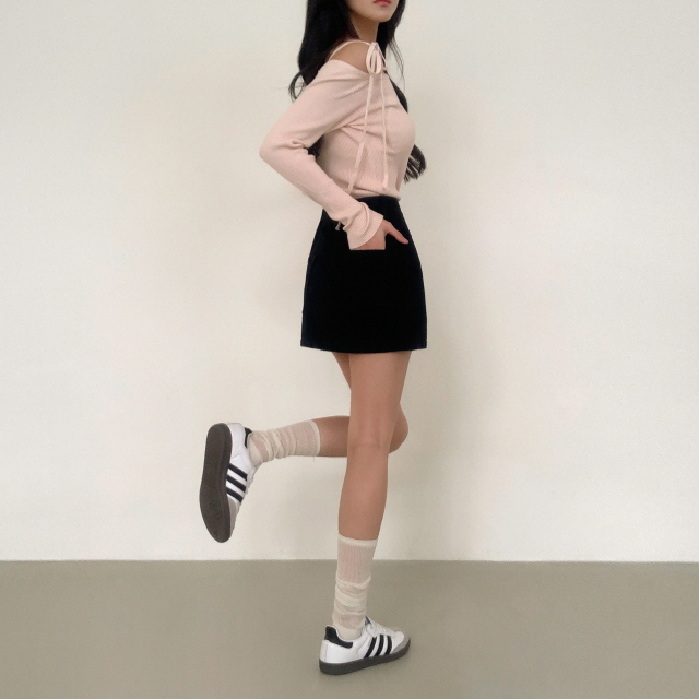 [속바지O] 푸린 하이웨스트 베이직 치마 탄탄 봄 코튼 미니스커트 상세 이미지 35