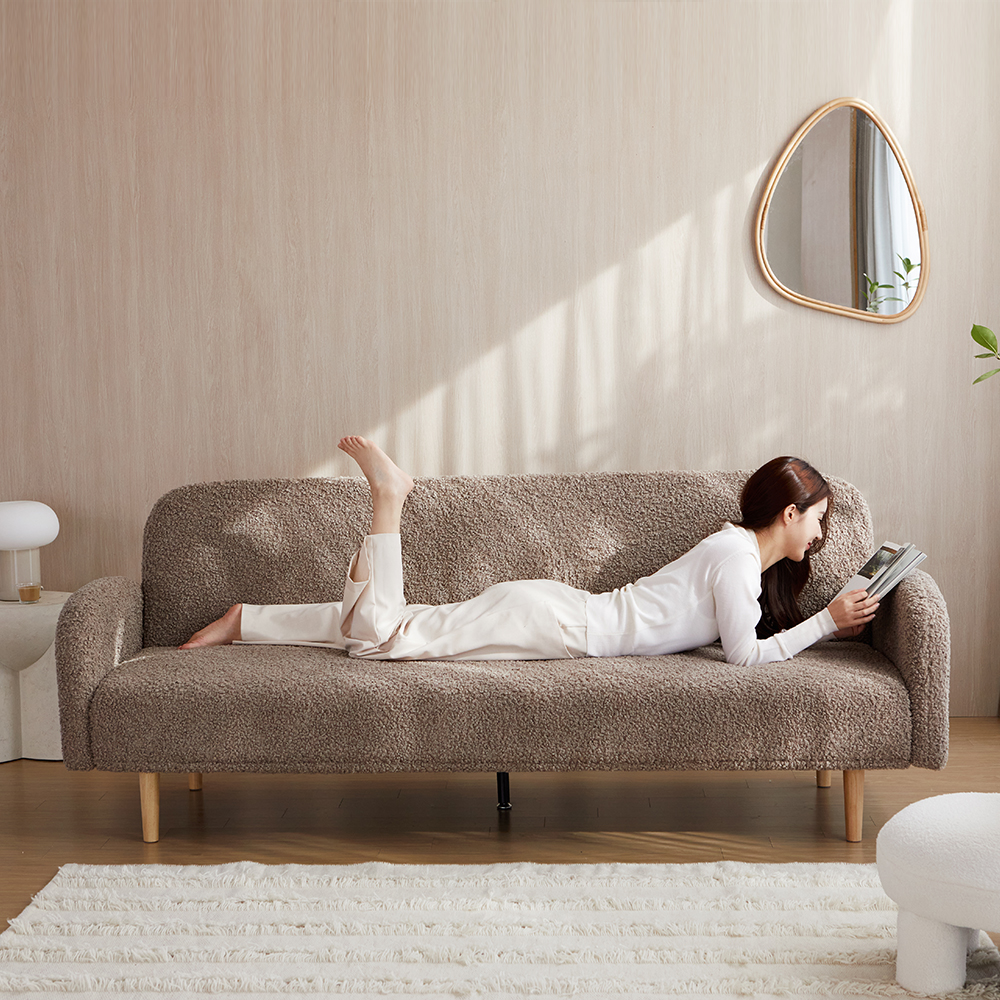 모던홈즈 트리밍 부클 패브릭 3인용 쇼파 접이식 데이베드 소파베드