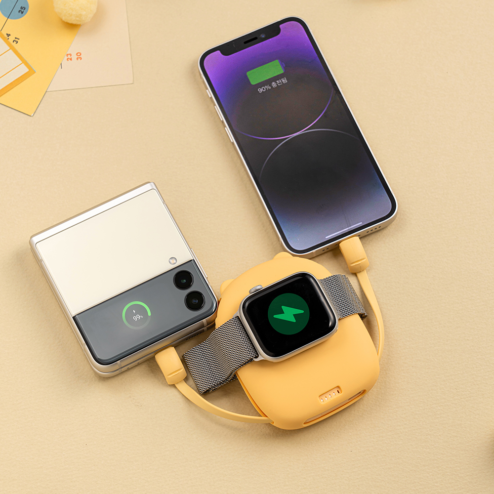 카카오프렌즈 올인원 케이블형 보조배터리 5000mAh (라이언) - 상세 이미지 2