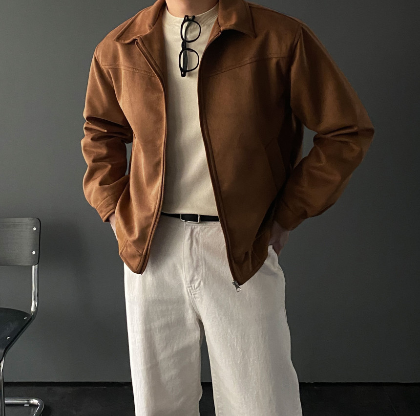 [당일출고]스웨이드 블루종 카라 크롭 자켓 2color 상세 이미지 31