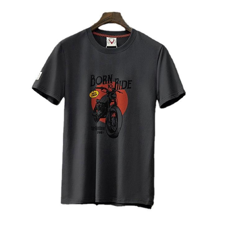 레트로 캐주얼 기모 라운드넥 프린트 본라이더 반팔티셔츠 - 상세 이미지 5