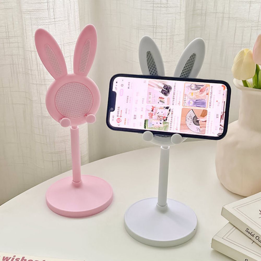 토끼 스탠드 핸드폰 거치대 [스마트폰 태블릿 휴대폰 책상 학교 사무실 인강 파스텔] - 상품 이미지