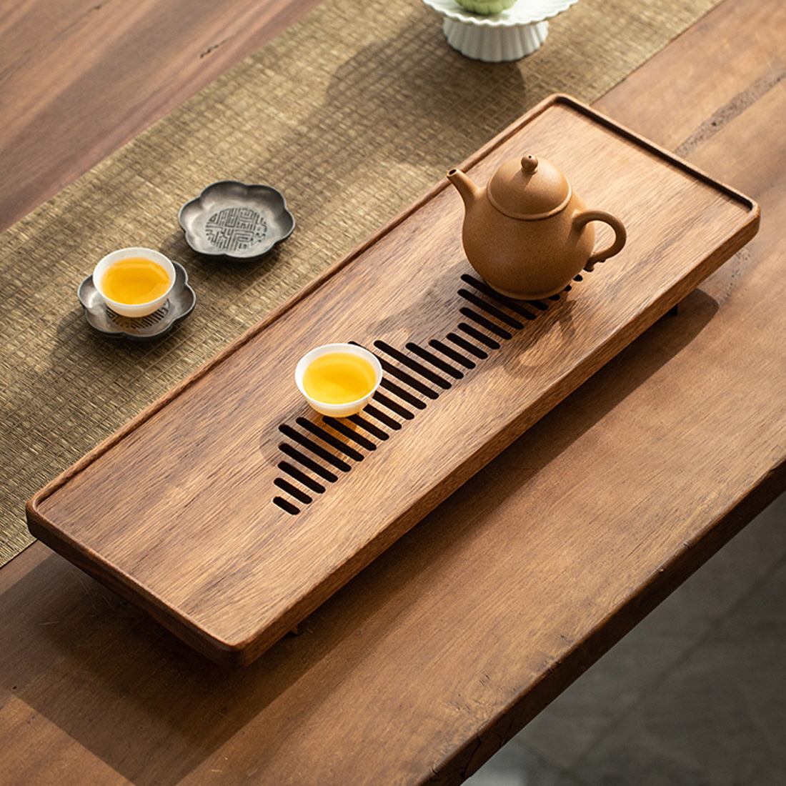 더큰솔 호두나무 서랍형 차판 자사호 개완 보이차 다도 퇴수기 1인 트레이
