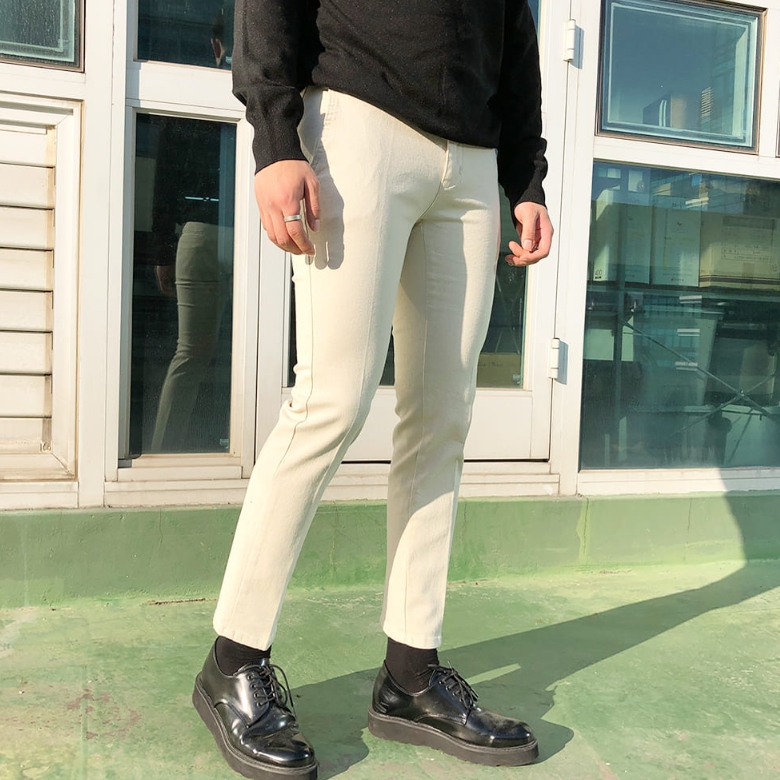 남자 롤린스 봄 가을 워싱 스판 일자 슬림 치노 슬랙스 바지 이미지 3