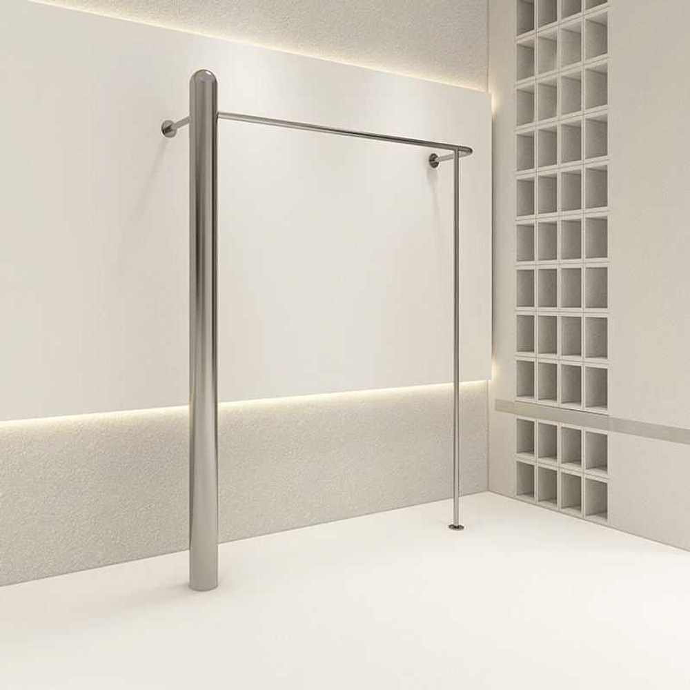 벽고정 철제 행거 파이프 일자 대형 옷걸이 매장용 120cm - 상세 이미지 2