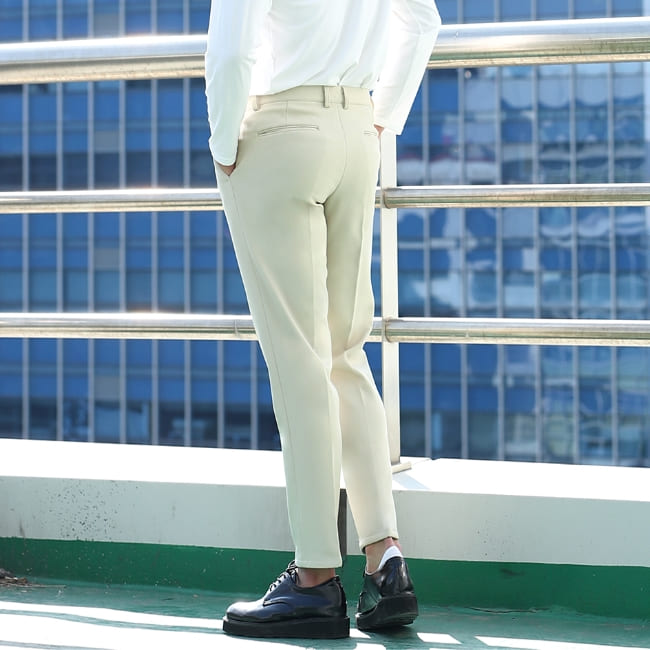 남자 사바시아 사계절&기모 2타입 9부 10부 일자 슬림 스판 슬랙스 - 상세 이미지 4