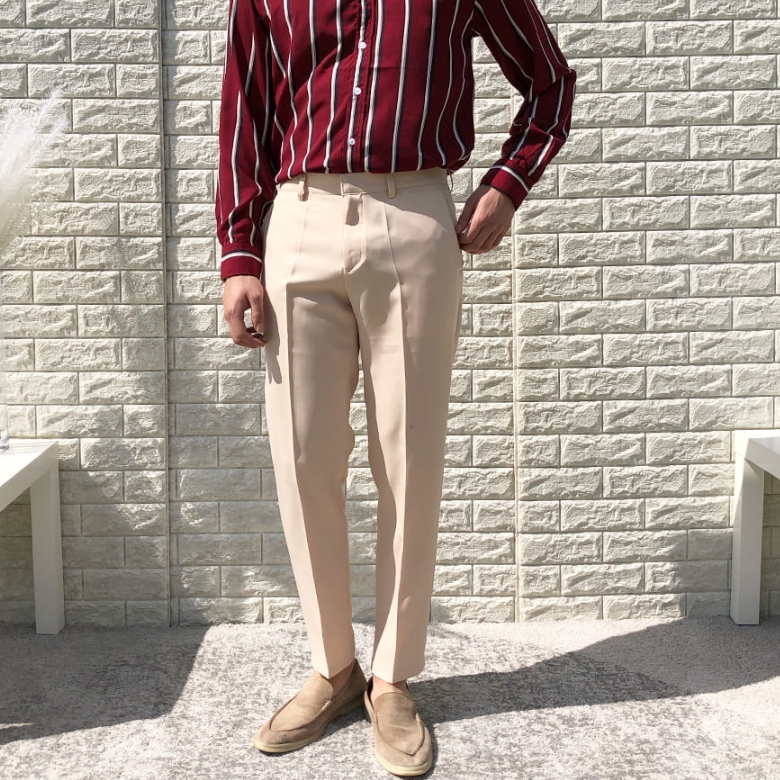 남자 로빈 봄 가을 사계절 9부 10부 일자 슬림 스판 슬랙스 - 상세 이미지 3