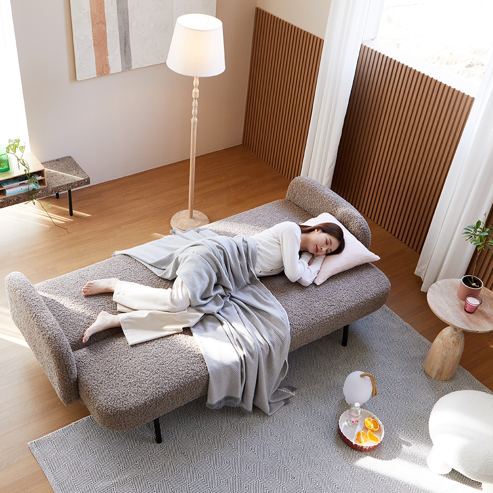 모던홈즈 트리밍 부클 패브릭 3인용 쇼파 접이식 데이베드 소파베드