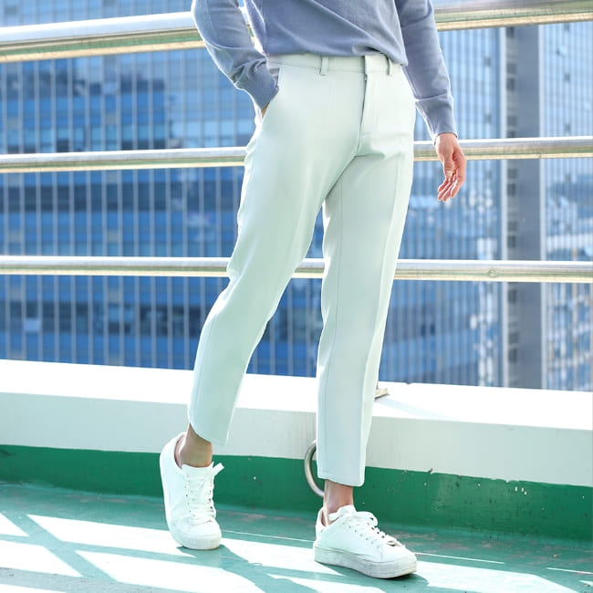 남자 사바시아 사계절&기모 2타입 9부 10부 일자 슬림 스판 슬랙스 - 상세 이미지 2