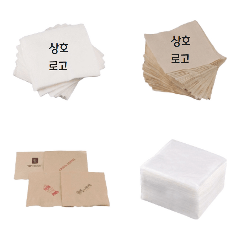 칵테일 냅킨 인쇄제작 갈색 흰색 10000장 무형광 천연펄프 - 상품 이미지