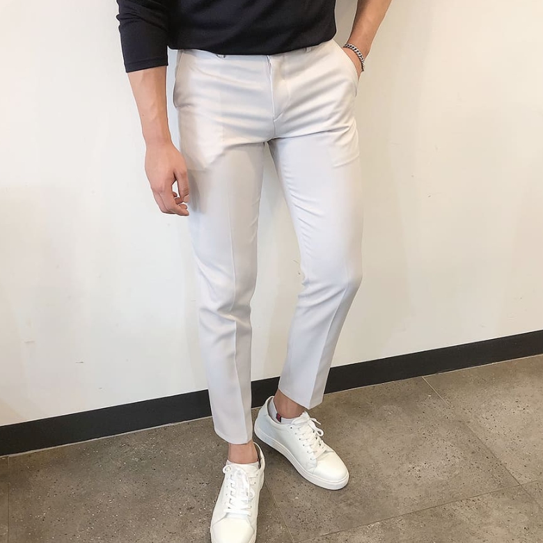 남자 로빈 봄 가을 사계절 9부 10부 일자 슬림 스판 슬랙스 - 상세 이미지 2