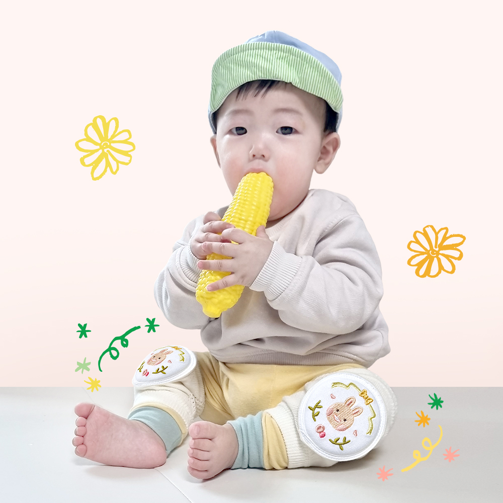 르메이어 유아 무릎보호대 아기 밴딩 자수 성장판 보호대 - 메인 이미지