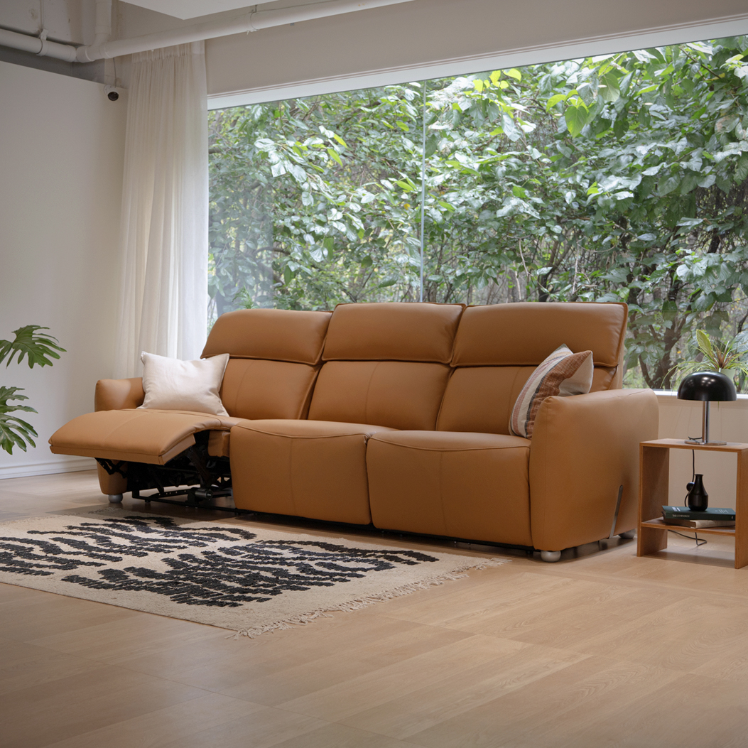 파인 전체 천연 가죽 전동 리클라이너 4인용 소파