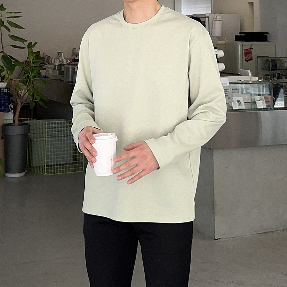 남자긴팔티셔츠 오버핏 옆트임 이너 레이어드 티셔츠 이미지 3