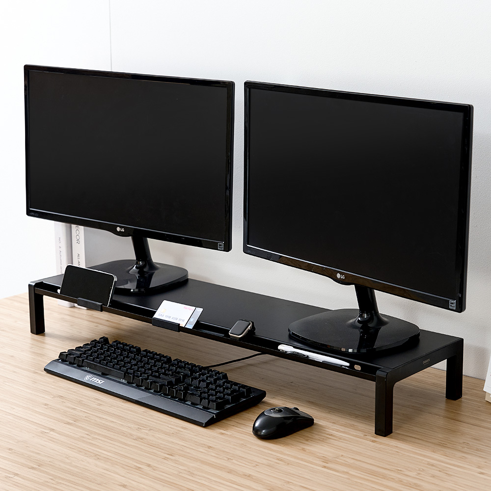억스 모니터받침대 스탠드 AMR-600 듀얼 모니터받침대 높은 11cm 스탠드 케이블홀 - 상세 이미지 4