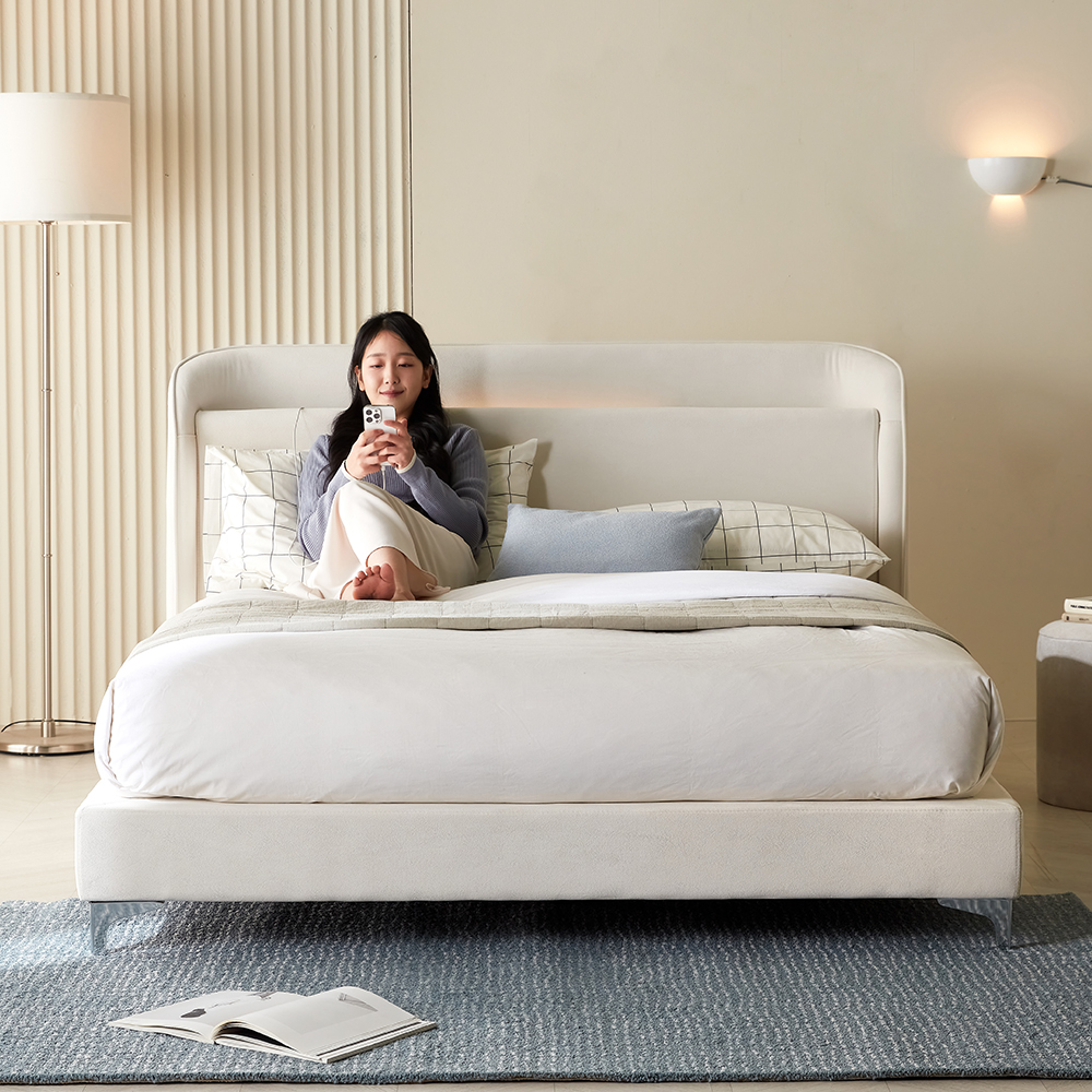 [웰퍼니쳐] 위니 호텔 아쿠아텍스 패브릭 퀸 사이즈 침대 프레임 Q (+ LED포함)