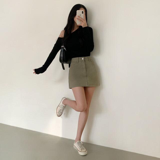 [속바지O] 푸린 하이웨스트 베이직 치마 탄탄 봄 코튼 미니스커트 상세 이미지 30