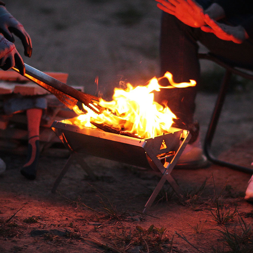 밥캠핑 엑스그릴 컴팩트 접이식 숯불 바베큐그릴 불멍 캠핑화로대