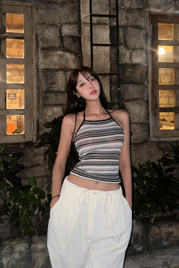 에스닉 스트라이프 홀터탑