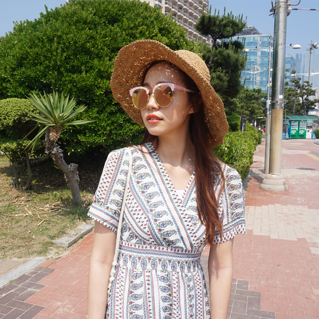 라탄 휴양지 챙넓은 밀짚모자 여성 버킷햇 썸머 벙거지 여자 여름모자 비치 플로피 라피아햇