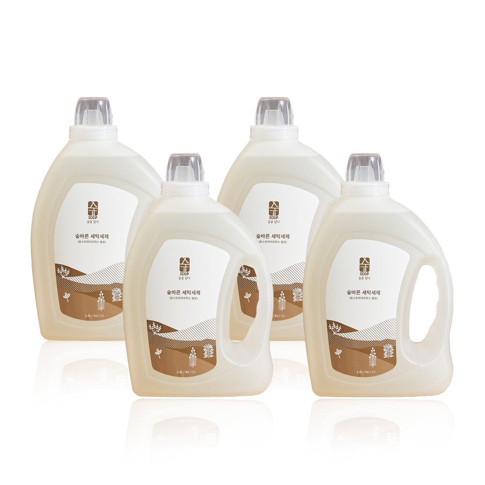 숲바른 아기 유아 대용량 세탁세제 2.8L X 4개 드럼 통돌이 겸용 중성 액체 세제