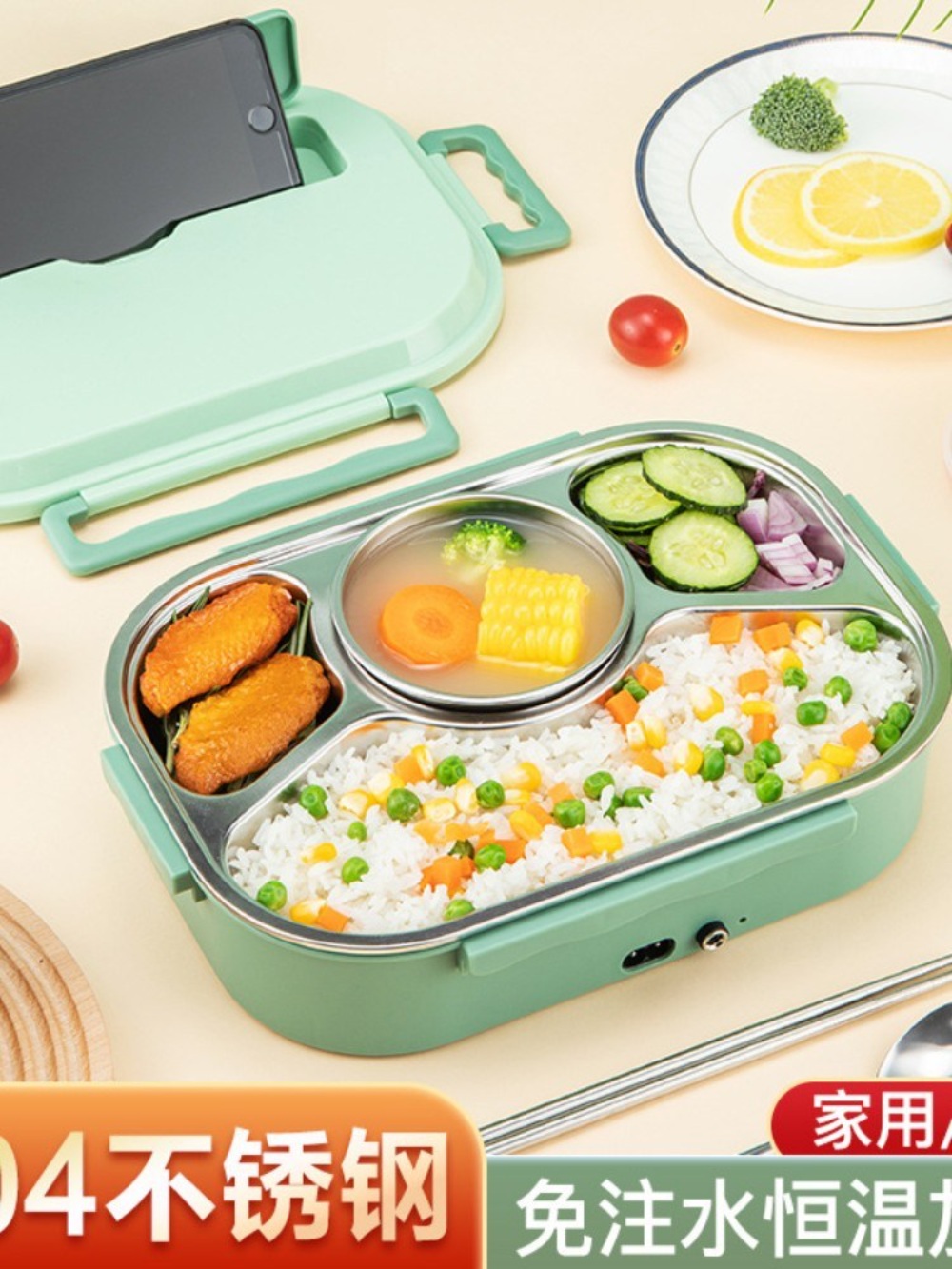 전기 가열 도시락 보온도시락 발열 점심 스텐 직장인 가정용 온열 도시락통 - 상세 이미지 5