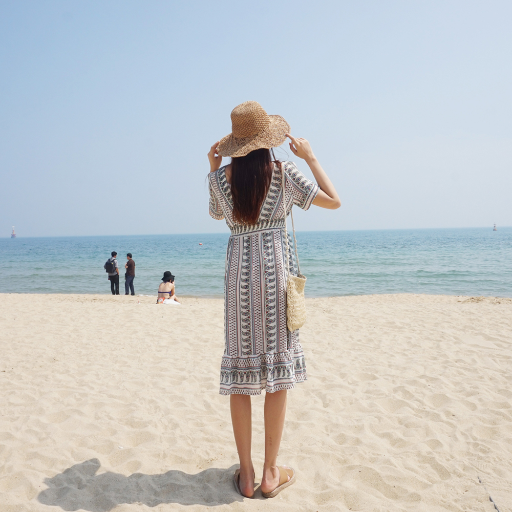 라탄 휴양지 챙넓은 밀짚모자 여성 버킷햇 썸머 벙거지 여자 여름모자 비치 플로피 라피아햇